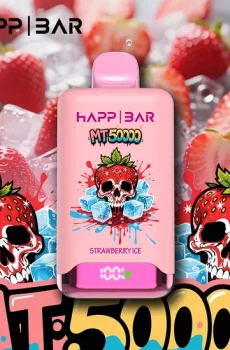 Вейп HAPP MT50000 – Strawberry Ice, 50 000 дръпки, 5% никотин, с дисплей и USB-C