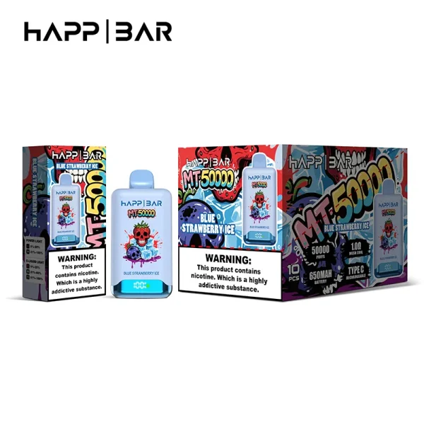 Вейп HAPP MT50000 – Blue Strawberry Ice, 50 000 дръпки, 5% никотин, с дисплей и USB-C - Image 3