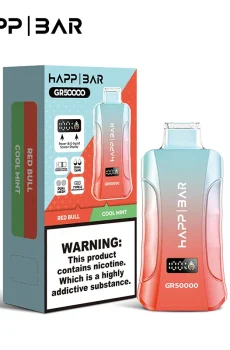 Вейп HAPP Bar GR50000 – 50 000 дръпки, Red Bull / Cool Mint + микс вкус, с дисплей и USB-C