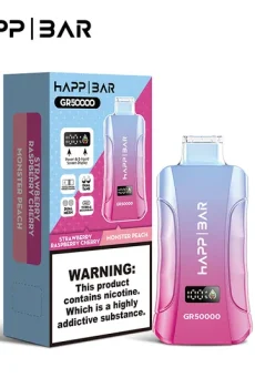 Вейп HAPP Bar GR50000 – 50 000 дръпки, Strawberry Raspberry Cherry / Monster Peach + микс вкус, с дисплей и USB-C
