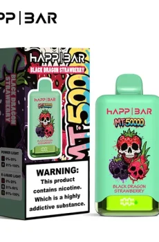 Вейп HAPP MT50000 – Black Dragon Strawberry, 50 000 дръпки, 5% никотин, с дисплей и USB-C
