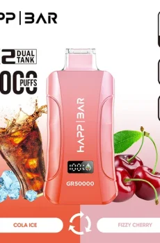 Вейп HAPP GR50000 Dual – Cola Ice / Fizzy Cherry, 50 000 дръпки, 5% никотин, дисплей + два вкуса