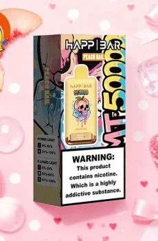 Вейп HAPP MT50000 – Peach Hail, 50 000 дръпки, 5% никотин, с дисплей и USB-C