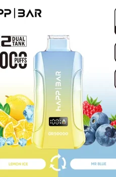Вейп HAPP GR50000 Dual 50 000 дръпки – MR Blue / Lemon Lime, 5% никотин, дисплей и два вкуса