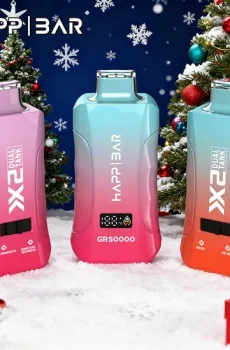 Вейп HAPP GR50000 – 50 000 дръпки, Grape Ice / Strawberry Kiwi, 5% никотин, с дисплей и двойни вкусове