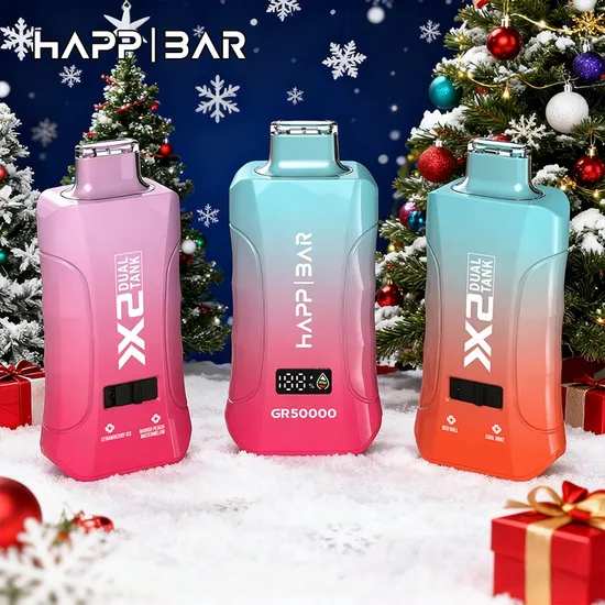 Вейп HAPP GR50000 – 50 000 дръпки, Grape Ice / Strawberry Kiwi, 5% никотин, с дисплей и двойни вкусове