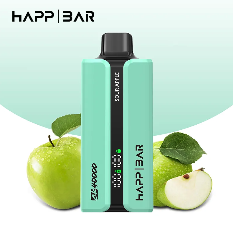 Вейп HAPP 40 000 дръпки – Sour Apple, 5% никотин, с дисплей