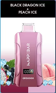 Вейп HAPP GR50000 – 50 000 дръпки, Black Dragon Ice / Peach Ice, 5% никотин, с дисплей и двойни вкусове