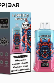Вейп HAPP MEGA 100 000 дръпки – Blue Strawberry Ice, 2% никотин, с дисплей