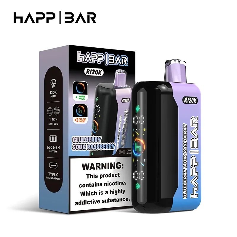 Вейп HAPP R120K – Blueberry Sour Raspberry, 120 000 дръпки, с дисплей