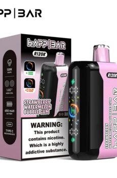 Вейп HAPP R120K – Strawberry Watermelon Bubble Gum, 120 000 дръпки, с дисплей
